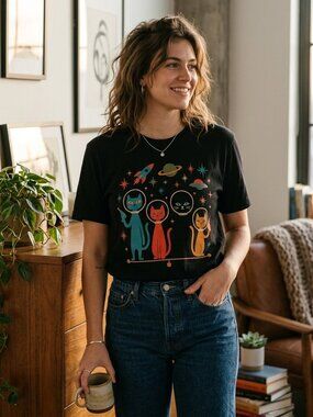 Cosmic Cat Crew Graphic Tee Unisex